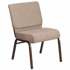 Best Sale ✨ Stacking Chairs Flash Furniture 21'' Extra Wide Beige Fabric Stacking Church Chair With 4'' Thick Seat, Copper Vein Frame 😀