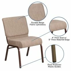 Best Sale ✨ Stacking Chairs Flash Furniture 21'' Extra Wide Beige Fabric Stacking Church Chair With 4'' Thick Seat, Copper Vein Frame 😀 -Advantage Shop sp154586813 s7