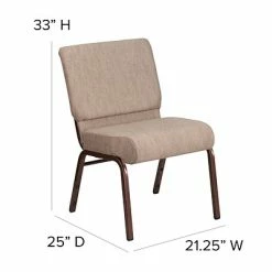 Best Sale ✨ Stacking Chairs Flash Furniture 21'' Extra Wide Beige Fabric Stacking Church Chair With 4'' Thick Seat, Copper Vein Frame 😀 -Advantage Shop sp154587800 s7