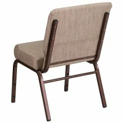 Best Sale ✨ Stacking Chairs Flash Furniture 21'' Extra Wide Beige Fabric Stacking Church Chair With 4'' Thick Seat, Copper Vein Frame 😀 -Advantage Shop sp154587802 s7