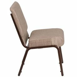 Best Sale ✨ Stacking Chairs Flash Furniture 21'' Extra Wide Beige Fabric Stacking Church Chair With 4'' Thick Seat, Copper Vein Frame 😀 -Advantage Shop sp154587804 s7