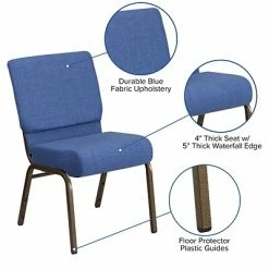 Hot Sale 👏 Stacking Chairs Flash Furniture HERCULES Series 21'' Extra Wide Blue Fabric Stacking Church Chair With 4'' Thick Seat, Gold Vein Frame 👏 -Advantage Shop sp154587898 s7