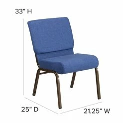 Hot Sale 👏 Stacking Chairs Flash Furniture HERCULES Series 21'' Extra Wide Blue Fabric Stacking Church Chair With 4'' Thick Seat, Gold Vein Frame 👏 -Advantage Shop sp154587899 s7