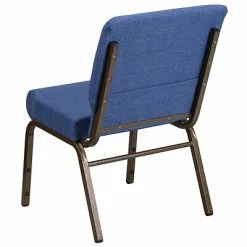 Hot Sale 👏 Stacking Chairs Flash Furniture HERCULES Series 21'' Extra Wide Blue Fabric Stacking Church Chair With 4'' Thick Seat, Gold Vein Frame 👏 -Advantage Shop sp154587900 s7