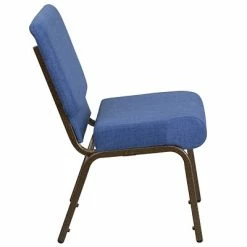 Hot Sale 👏 Stacking Chairs Flash Furniture HERCULES Series 21'' Extra Wide Blue Fabric Stacking Church Chair With 4'' Thick Seat, Gold Vein Frame 👏 -Advantage Shop sp154587902 s7