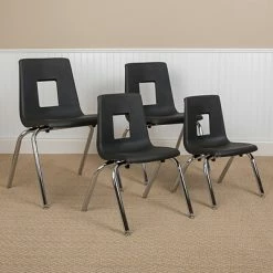 Flash Sale ✨ Stacking Chairs Advantage Black Student Stack School Chair 12" 4 Pack (ADV-SSC-12BLK-4) 🎉