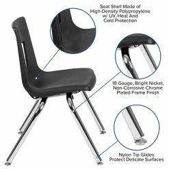 Discount 🔥 Stacking Chairs Advantage Black Student Stack School Chair 14" 4 Pack (ADV-SSC-14BLK-4) ✔️ -Advantage Shop sp155517645 s7
