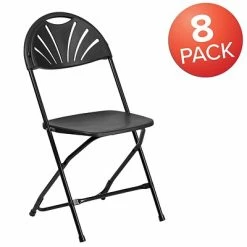Hot Sale ❤️ Folding Chairs Flash Furniture HERCULES Series 800 Lb. Capacity Plastic Fan Back Folding Chair 8/Pack (8LEL4BK) 😉 -Advantage Shop sp155524443 s7