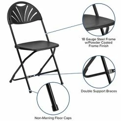 Hot Sale ❤️ Folding Chairs Flash Furniture HERCULES Series 800 Lb. Capacity Plastic Fan Back Folding Chair 8/Pack (8LEL4BK) 😉 -Advantage Shop sp155524446 s7