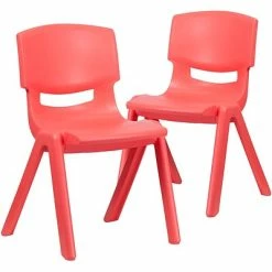 New 👍 Stacking & Folding Chairs Flash Furniture Plastic Student Stacking Chair, Red, 2-Pieces (2YUYCX005RED) 🎁