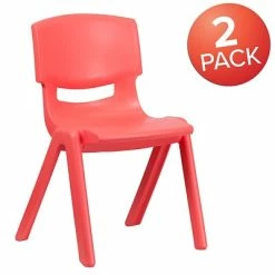 New 👍 Stacking & Folding Chairs Flash Furniture Plastic Student Stacking Chair, Red, 2-Pieces (2YUYCX005RED) 🎁 -Advantage Shop sp155707103 s7