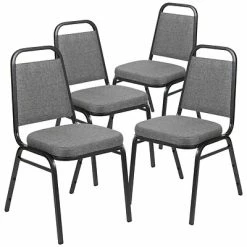 Wholesale 😍 Stacking & Folding Chairs Flash Furniture Fabric Banquet Folding Chair, Gray Fabric/Silver Vein Frame, 4-Pieces (4FDBHF1SVBCG) ⭐