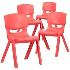 Top 10 🌟 Stacking & Folding Chairs Flash Furniture Plastic Student Stacking Chair, Red, 4-Pieces (4YUYCX4005RED) 🔔