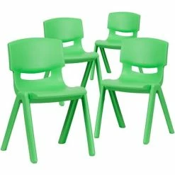 New ❤️ Stacking & Folding Chairs Flash Furniture Plastic Student Stacking Chair, Green, 4-Pieces (4YUYCX4004GREEN) 💯