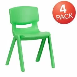 New ❤️ Stacking & Folding Chairs Flash Furniture Plastic Student Stacking Chair, Green, 4-Pieces (4YUYCX4004GREEN) 💯 -Advantage Shop sp155712885 s7