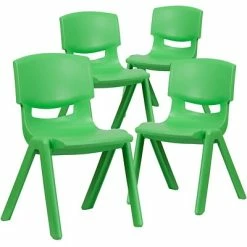 Best Sale 👏 Stacking & Folding Chairs Flash Furniture Plastic Student Stacking Chair, Green, 4-Pieces (4YUYCX4005GREEN) 🧨