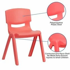 Hot Sale 🔥 Stacking & Folding Chairs Flash Furniture Plastic Student Stacking Chair, Red, 4-Pieces (4YUYCX4004RED) 🌟 -Advantage Shop sp155712943 s7