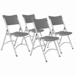 Hot Sale 🎉 National Public Seating Folding Chairs NPS 600 Series Heavy Duty Plastic Folding Chair, Charcoal Slate, 4 Pack (620/4) 🎉