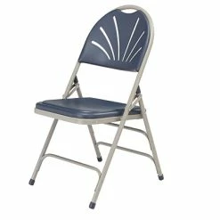 Outlet ✔️ National Public Seating Folding Chairs NPS 1100 Series Deluxe Fan Back With Triple Brace Double Hinge Folding Chair, Dark Blue, 4 (1115/4) 😀 -Advantage Shop sp160038410 s7