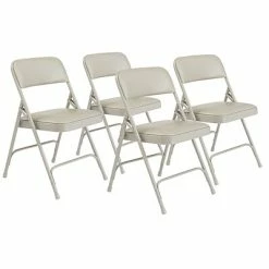 Outlet ❤️ National Public Seating NPS 1200 Series Vinyl Padded Premium Folding Chairs, Warm Grey/Grey, 4/Pack (1202/4) 🛒