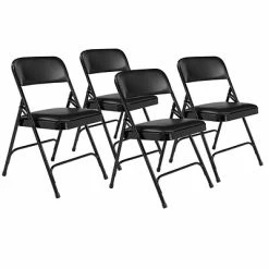 Coupon ✔️ National Public Seating NPS 1200 Series Vinyl Padded Premium Folding Chairs, Caviar Black/Black, 4/Pack (1210/4) ⌛