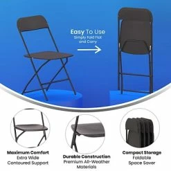 Hot Sale 🎁 Stacking & Folding Chairs Flash Furniture Hercules™ Plastic Big And Tall Commercial Folding Chair, Black, 4/Pack (4LEL3WBK) 🌟 -Advantage Shop sp181497463 s7