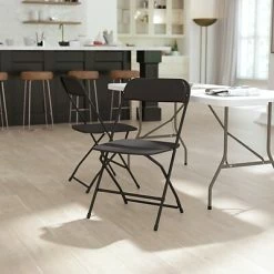Hot Sale 🎁 Stacking & Folding Chairs Flash Furniture Hercules™ Plastic Big And Tall Commercial Folding Chair, Black, 4/Pack (4LEL3WBK) 🌟 -Advantage Shop sp181497467 s7