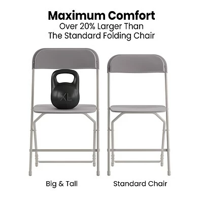 Outlet 👍 Stacking & Folding Chairs Flash Furniture Hercules™ Plastic Big And Tall Commercial Folding Chair, Gray, 4/Pack (4LEL3WGY) ⭐ 4 Outlet 👍 Stacking & Folding Chairs Flash Furniture Hercules™ Plastic Big And Tall Commercial Folding Chair, Gray, 4/Pack (4LEL3WGY) ⭐ - Image 2