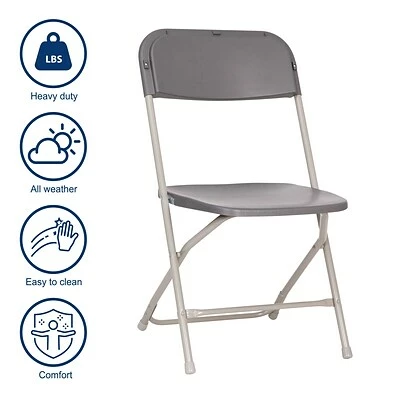 Outlet 👍 Stacking & Folding Chairs Flash Furniture Hercules™ Plastic Big And Tall Commercial Folding Chair, Gray, 4/Pack (4LEL3WGY) ⭐ 5 Outlet 👍 Stacking & Folding Chairs Flash Furniture Hercules™ Plastic Big And Tall Commercial Folding Chair, Gray, 4/Pack (4LEL3WGY) ⭐ - Image 3