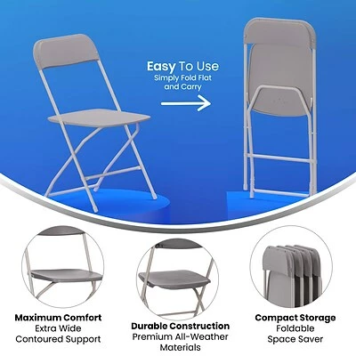 Outlet 👍 Stacking & Folding Chairs Flash Furniture Hercules™ Plastic Big And Tall Commercial Folding Chair, Gray, 4/Pack (4LEL3WGY) ⭐ 7 Outlet 👍 Stacking & Folding Chairs Flash Furniture Hercules™ Plastic Big And Tall Commercial Folding Chair, Gray, 4/Pack (4LEL3WGY) ⭐ - Image 5