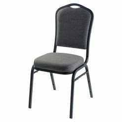Buy 🤩 National Public Seating Stacking Chairs NPS 9300 Series Deluxe Fabric Upholstered Stack Chair, Natural Graystone/Black Sandtex (9362-BT) ✨