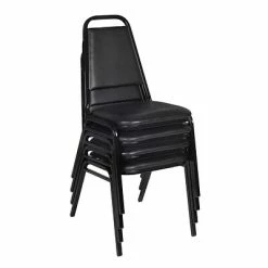 Promo ❤️ Stacking Chairs Regency Vinyl Restaurant Stack Chair, Black 4/Pack (8029BK4PK) 🎉