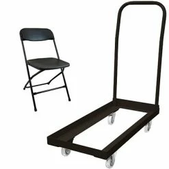 Best Sale 🛒 Advantage Folding Table Cart With 36 Black Plastic Folding Chairs (1DHCDPPFCBLK36) 🌟