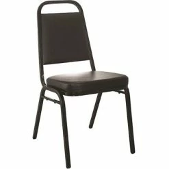 Deals 😍 Stacking Chairs Advantage Black Vinyl-padded Stackable Chairs - 2.5" Padded Seat (627VINYLBBSB25) 🌟