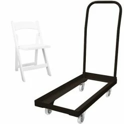 Discount 🎉 Advantage Folding Table Cart With 20 White Wood Folding Chairs (1DHCD80WFCW20) 😍