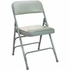 Hot Sale 😀 Folding Chairs Advantage Gray Padded Metal Folding Chair, Gray 1" Vinyl Seat 80 Pack (DPI903V-GG) 🔔
