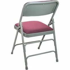 Best Sale 🎉 Folding Chairs Advantage Gray Padded Metal Folding Chair, Burgundy 1" Fabric Seat 80 Pack (DPI903F-GB) 👍 -Advantage Shop sp7504961 s7 1