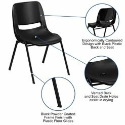 Deals 😀 Stacking Chairs Flash Furniture HERCULES Plastic Shell Stack Chair, Black (RUT-EO1-BK-GG) 💯 -Advantage Shop sp80658119 s7