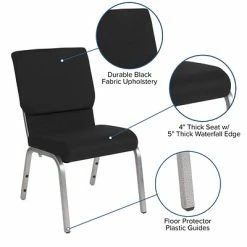 Discount 🛒 Stacking Chairs Flash Furniture HERCULES™ Fabric Stacking Church Chair, Black, Silver Vein Frame (XUCH60096BKSV) 🌟 -Advantage Shop sp80658541 s7