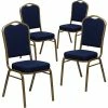 Outlet 👏 Flash Furniture HERCULES Banquet Chairs W/Navy Blue Fabric & Gold Frame, 4/Pack 😀