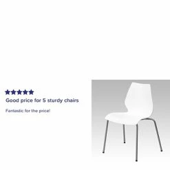 Hot Sale 🥰 Stacking Chairs Flash Furniture Hercules Series Polypropylene Stackable Chair With Silver Frame, White (RUT288WH) 🤩 -Advantage Shop sp81133395 s7