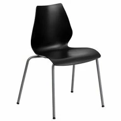 Buy 🥰 Stacking Chairs Flash Furniture Hercules Series Polypropylene Stackable Chair With Silver Frame, Black (RUT288BK) 🧨
