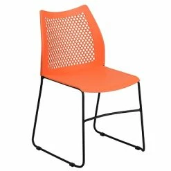 Brand new 😍 Stacking Chairs Flash Furniture Hercules Series Plastic Stack Chair, Orange (RUT498AORANGEGG) 👏