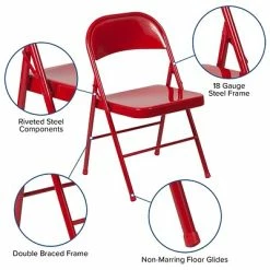 Promo ⌛ Folding Chairs Flash Furniture HERCULES Series Metal Folding Chair, 4/Pk (4BDF002RED) 😍 -Advantage Shop sp89555705 s7