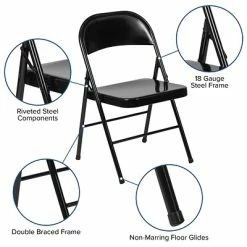 Hot Sale ✨ Folding Chairs Flash Furniture HERCULES Series Metal Folding Chair, 4/Pk (4BDF002BK) ✔️ -Advantage Shop sp89555718 s7