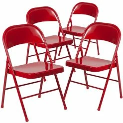 Promo ⌛ Folding Chairs Flash Furniture HERCULES Series Metal Folding Chair, 4/Pk (4BDF002RED) 😍