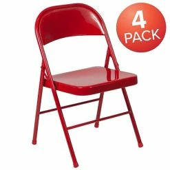 Promo ⌛ Folding Chairs Flash Furniture HERCULES Series Metal Folding Chair, 4/Pk (4BDF002RED) 😍 -Advantage Shop sp89555801 s7