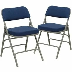 Hot Sale 🤩 Folding & Stacking Chairs Flash Furniture HERCULES Series Fabric Folding Chair, Navy, 2/Pack (2HAMC320AFNVY) 🔔